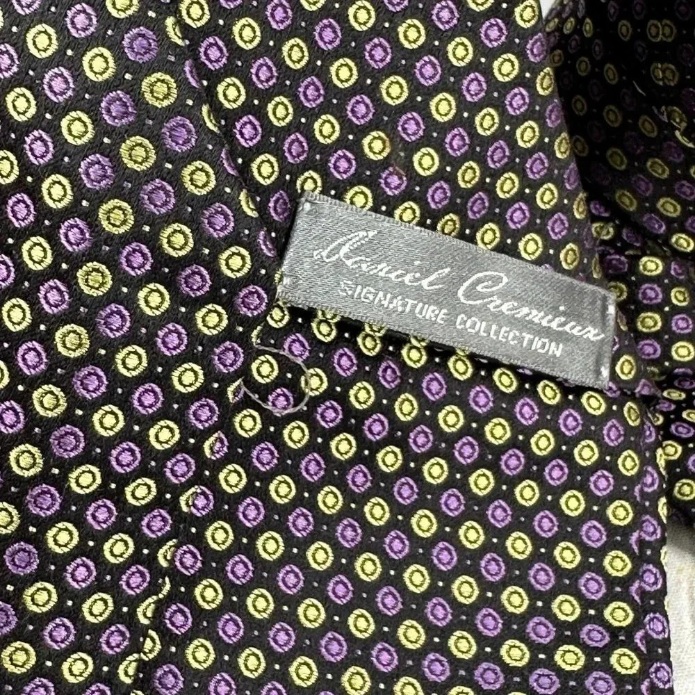 Daniel cremieux signature collection silk Tie purple gold preppy office polished
